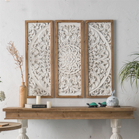 Décoration murale unique faite à la main, panneau mural en bois blanc antique, articles en bois sculpté mélangé, art mural carré en bois pour mariage