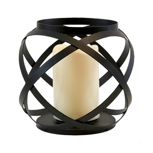 Wholesale Decorative <b>Black</b> Banded Metal <b>Lantern</b> For Home Decor Indoor Outdoor In Low Prices - Product Image 1