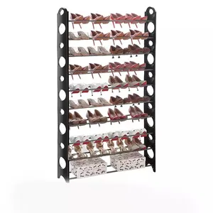 10 20 30 40 50 Pairs 10 Layer Diy Metal Folding Cheap Plastic And Iron Pipe Stacking Shoe Rack