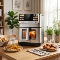 Friteuse à air intelligente moderne en acier inoxydable avec écran tactile, 10 programmes prédéfinis, température réglable, minuterie, panier antiadhésif, cuisson sans huile pour