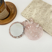 Miroir de maquillage portable rond en forme de lapin, créatif et tendance, style Instagram, motif acétate, pour salle de bain