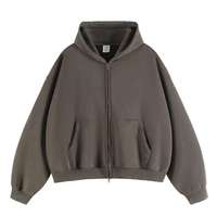 Sweat à capuche zippé en molleton brossé 350 GSM délavé, style streetwear américain, veste zippée pour homme, coupe oversize, vente en gros, logo personnalisé