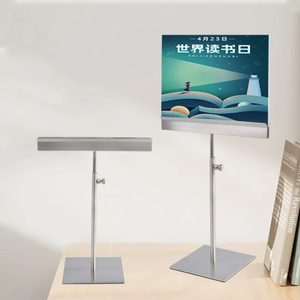 Индивидуальная современная металлическая подставка для настольного рекламного дисплея двухсторонняя Вертикальная настольная карточная вывеска - Product Image 3