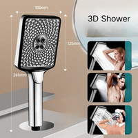 Panneau en nid d'abeille 3D finition chromée, douche à jet triple, effet pluie, haute pression, économie d'eau, design moderne, douche à main murale