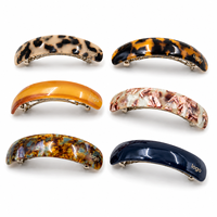 Nouvelle Barrette Française Large en Acétate Personnalisable avec Logo, Pince à Cheveux Plate à Ressort Effet Écaille de Tortue pour Femmes, Accessoires Capillaires en Gros