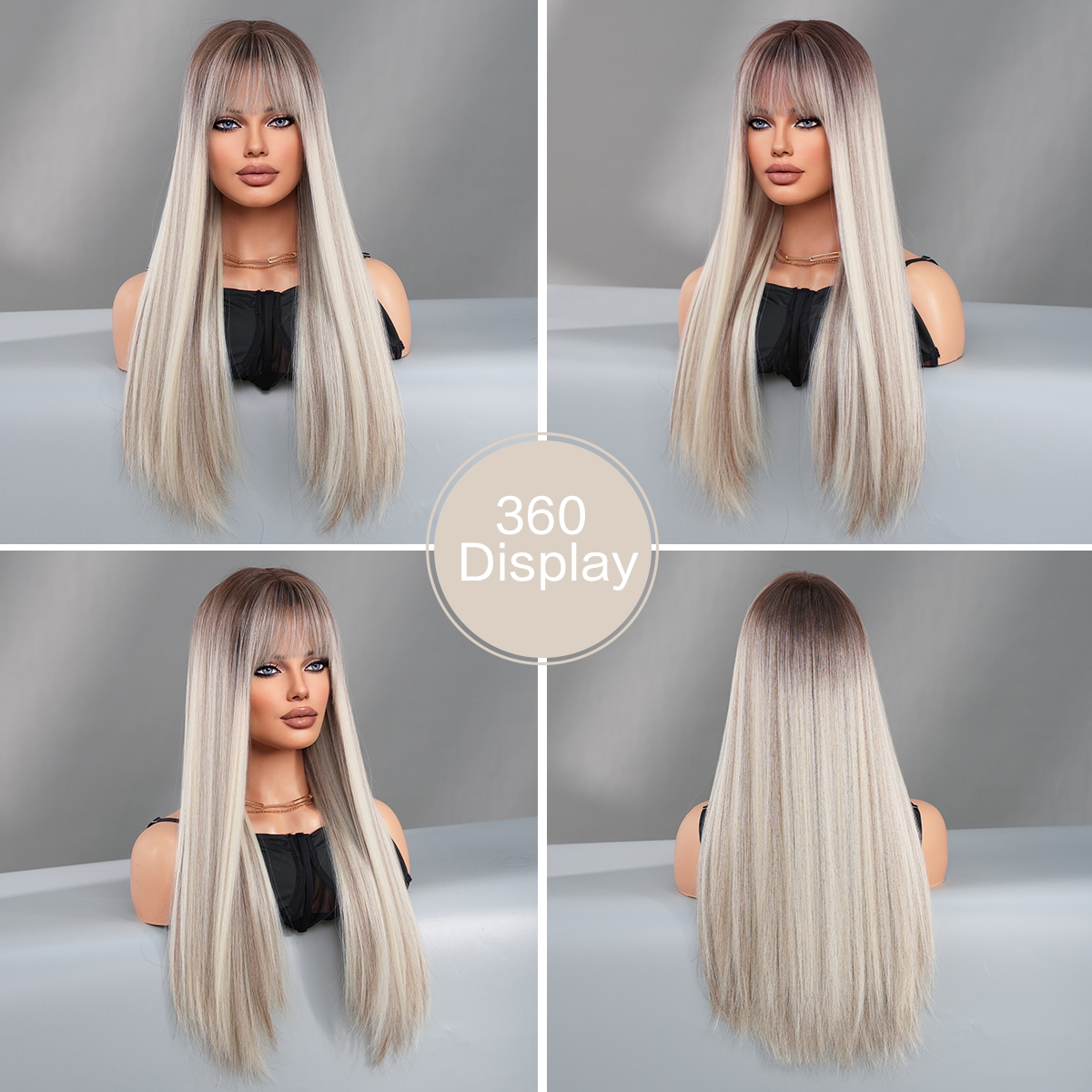 Platinum Blonde Wig - Heat Resistant Ombre Synthetic Wig