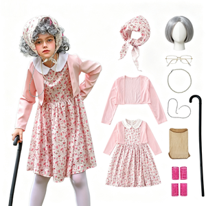 Disfraz de Anciana para el 100º Día de Halloween para Niños de 8 a 10 Años, Peluca de Abuela y Gafas de Abuela, Venta al por Mayor - Product Image 1