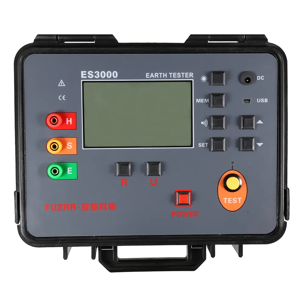 FUZRR ES3000 Display LCD Tester di resistenza della terra di 0.01 digitale-3000ohm di rilevamento della resistenza al suolo