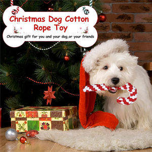 Noel kamışı şekli köpek pamuk halat oyuncak Pet eğitim taşlama diş temizleme isırmaya dayanıklı düğüm halat interaktif köpek oyuncak - Product Image 2