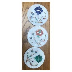 White Stone Inlay <b>Coaster</b> <b>Set</b> - Product Image 1