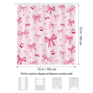 Cortina de Ducha Rosa de 72 x 72 Pulgadas, Linda Cortina de Ducha con Lazo, Cortina de Ducha Moderna con 12 Ganchos, Cortinas Elegantes para el <span class=keywords><strong>Baño</strong></span> - Product Image 6