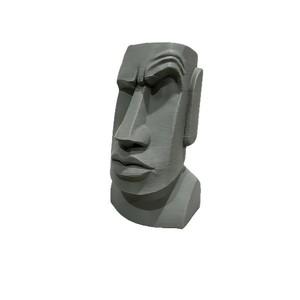 Sculpture de tête de Moai grise, figurine en plastique, art nordique moderne, ornement décoratif pour la maison - Product Image 2