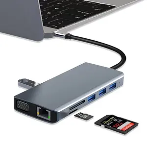 Trạm Nối Mở Rộng Đa Cổng 12 Trong 1 Hub Type-C USB 3.0 4K HD Đồng Bộ Hóa Video Chất Lượng Hình Ảnh Cho Máy Tính Xách Tay