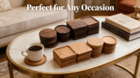 Plateau de service pour petit-déjeuner, sous-verre en bois, tapis rond personnalisé écologique pour tasses à thé/café