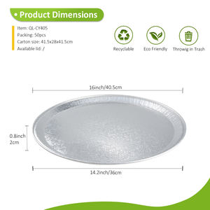 Barquettes jetables en <span class=keywords><strong>aluminium</strong></span> de 16 pouces, plateaux ronds plats en <span class=keywords><strong>aluminium</strong></span> pour pizzas, assiettes jetables en <span class=keywords><strong>aluminium</strong></span> pour légumes, fruits - Product Image 1