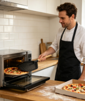 Pelle à pizza rectangulaire professionnelle en aluminium noir avec manche en bois, accessoires de cuisson pour four
