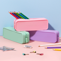 Étui à crayons en silicone personnalisé pour les enfants d'âge scolaire, les étudiants, grande capacité, mignon, pochette de papeterie pastel, facile à nettoyer