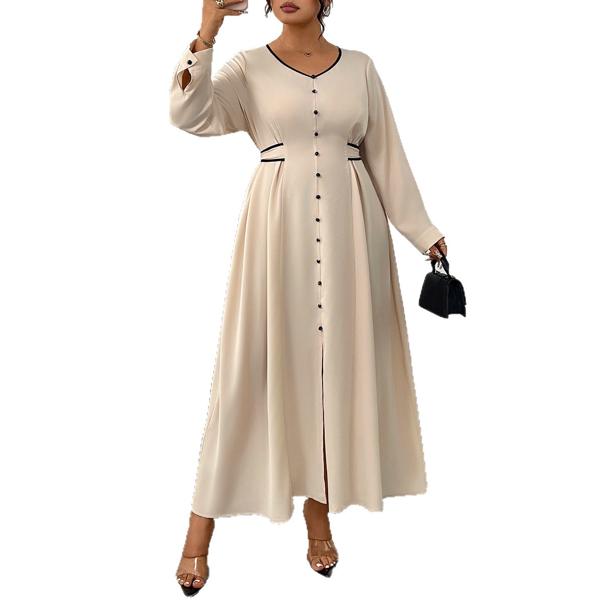 european long dresses Long Backless Asymmetrical Neck Solid Color Women's Dress European Slim Fit Gown Suitable For Business And Dates