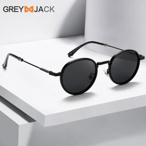 Gafas de sol redondas Greyjack con montura metálica, negras, unisex, UV400, polarizadas, tipo 3 - Product Image 5