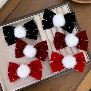 Élégante épingle à cheveux artisanale SASA pour l'automne/hiver avec nœud en fourrure - Accessoire capillaire de haute qualité pour femmes pour un usage quotidien - Product Image 2