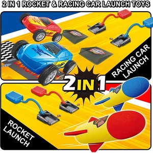 2 ב 1 מכונית ו רקטות רגל משגר צעצוע ילדים אוויר שיגור מכונית קטפולטה צעצוע עבור משחק חיצוני עם דוושה מונע אוויר ו רמפה - Product Image 2