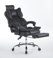 Offre Spéciale bas prix vente en gros pas cher bureau de luxe ergonomique chauffant pour patron chaise de bureau en cuir synthétique noir avec appui-tête