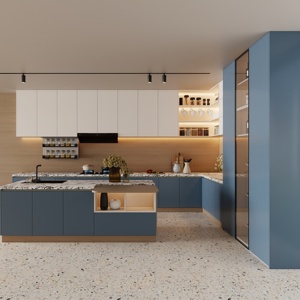 Ensemble d'armoires de cuisine Aige, style simple, en MDF, finition mélamine, portes en panneaux de papier, pour une cuisine au design moderne - Product Image 6