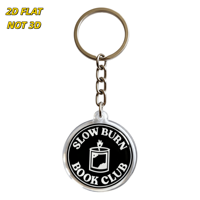 Porte-clés en acrylique Slow Burn Book Club, breloque de sac et accessoire de porte-clés sur le thème des tropes romantiques, design icône bougie
