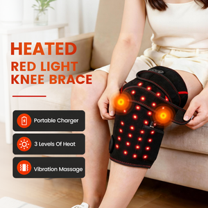 3-in-1 Red Light Knee Massager Wrap, Heat+Vibration+LED Therapy, USB For Gym Recovery & Joint Pain Relief