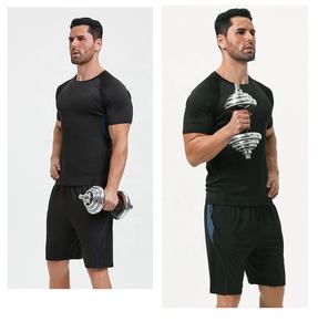 Combinaison de sport pour homme, vêtements ajustés d'été pour la course à pied, le yoga, le basketball. Équipement d'entraînement pour la course nocturne, vêtements de course. - Product Image 2