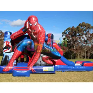Outdoor kommerziellen Kind Hindernis Rodel gonflable Combo Türsteher Wasser rutsche Jumper Spiderman aufblasbare Burg Bounce House
