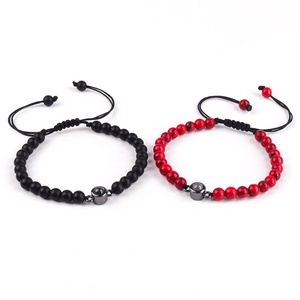 I Love You-Pulseras con cuentas <span class=keywords><strong>de</strong></span> piedra <span class=keywords><strong>para</strong></span> hombre y mujer, conjunto <span class=keywords><strong>de</strong></span> pulseras con proyección blanca esmerilada negra <span class=keywords><strong>para</strong></span> parejas, regalos <span class=keywords><strong>para</strong></span> hombre y mujer, 100 idiomas - Product Image 2