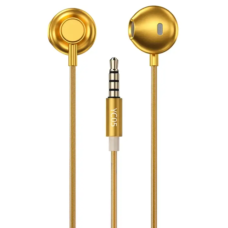 באותו יום חינם WK YC05 3.5mm מוסיקה באוזן Wired אוזניות (זהב) רעש ביטול Earbud עבור משחקים עם מיקרופון