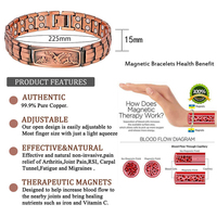 Gelang Magnet Terapi Kesehatan Energi Dua Baris Elang Tembaga Murni 99,99% Berkualitas Tinggi Retro Mewah untuk Hadiah Pria