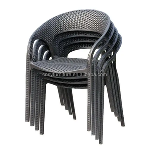 Restaurant Café Patio Imperméable Jardin Extérieur PP Chaises De Salle À Manger Empilables En Plastique PVC Rotin Jardin Café Chaises avec Accoudoir - Product Image 1