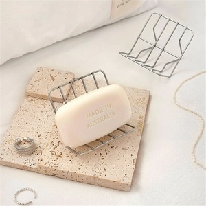 Jabonera de Acero Inoxidable Impermeable con Soporte de Ventosa, Diseño Moderno para Hoteles y Apartamentos, Acabado Metálico con Drenaje - Product Image 2