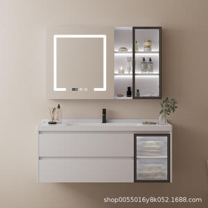 Espejo Redondo LED Inteligente Blanco Ouni para Baño, Mueble de Baño con Lavabo de Cerámica de Una Pieza de 60 cm - Product Image 3