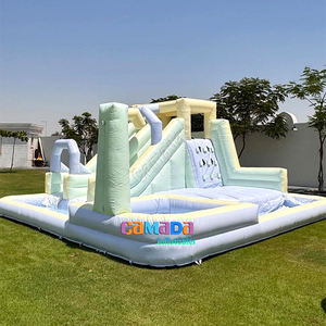 Combo de rebote húmedo y seco inflable de arcoíris de nuevo diseño con castillo de salto de tobogán de agua de piscina para alquiler de fiestas - Product Image 4