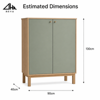 Armoire haute vert sauge et chêne avec deux portes pleine hauteur pour l'entrée et le couloir, à assembler soi-même