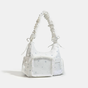 Bolso Itabag con ventana de PVC, estampado de estrellas de felpa, correa fruncida y bolsa de nailon para colección de tarjetas DIY - Product Image 4