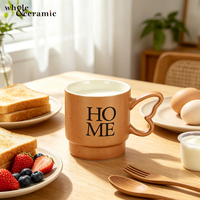 Mug à café en céramique empilable moucheté, vente en gros d'usine, avec slogan personnalisé et poignée en forme de cœur, pour usage quotidien à la maison et au bureau