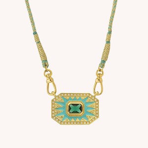 Moda <span class=keywords><strong>Tarot</strong></span> kartı Vintage ilham kare pembe emaye renkli zirkon kolye kolye - Product Image 3