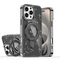 Étui antichoc brillant avec support pour iPhone 17 Pro Max, coque de téléphone à chargement sans fil, support magnétique rotatif pour 16 Pro, 15, 14