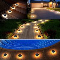 YiLaie Lampe Solaire Ronde Lot de 4 Extérieure IP68 Allée LED Jardin Escalier Lumière Solaire LED pour Terrasse Paysage