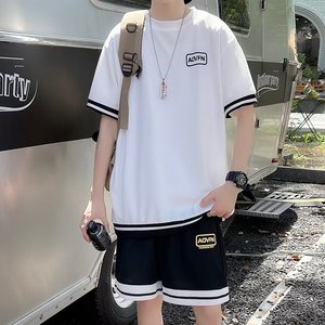 Người Đàn Ông Của Mùa Hè Hip Hop Thể Thao Giản Dị <span class=keywords><strong>T</strong></span>-Shirt Set Mới Thời Trang Băng Lụa Má<span class=keywords><strong>t</strong></span> Ngắn Tay Đầu In Quần Short Thoáng Khí Dệ<span class=keywords><strong>t</strong></span> Kim - Product Image 2