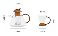 Vente en gros de théière en verre borosilicaté de 500ml résistant à la chaleur théière à motif de nouvelles feuilles avec filtre pour boissons théière en verre coloré