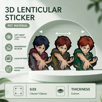 Autocollants 3D lenticulaires personnalisés en gros, étanches, imprimés UV, vernissage UV, matériau PET 0,45 mm pour voiture, ordinateur portable, mur