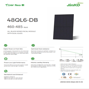 Panneaux solaires JinkoTiger Neo III 48QL6-DB <span class=keywords><strong>Full</strong></span> <span class=keywords><strong>Black</strong></span> pour N-Type HJT 460-485W Haute efficacité 22,02% Garantie 30 ans - Product Image 1