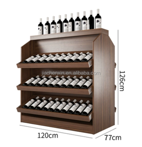 Personalizado vino tinto Ron whisky acero y madera estante supermercado restaurante estante de exhibición Premium alta calidad gabinete montado en la pared - Product Image 5