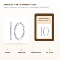 Boucles d'oreilles créoles personnalisées en argent sterling 925 avec moissanite, pierres rondes S925, bijoux fins pour femmes